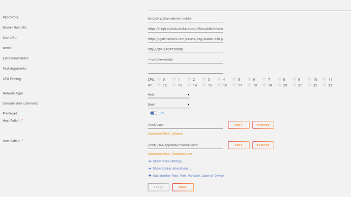 Channels DVR Settings
