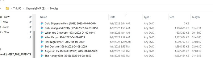 Folder Screenshot as movie records