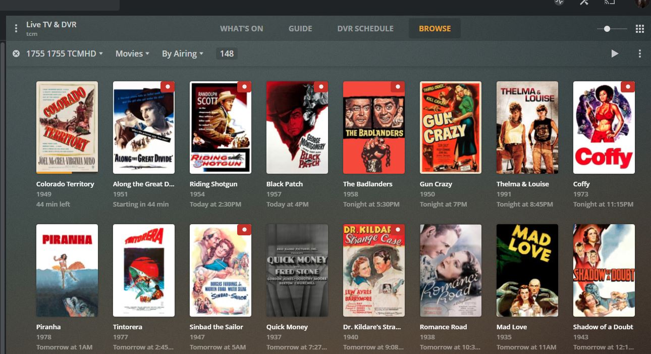 live tv and dvr browse