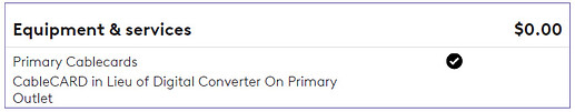 Comcast CableCARD bill section