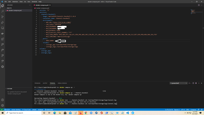 docker compose updated port info
