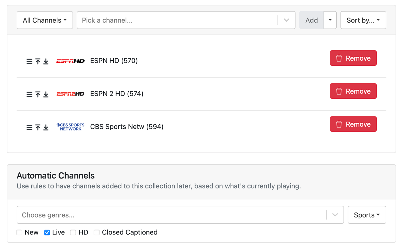 BETA Automatic Channels for Channel Collections Use rules to pull in