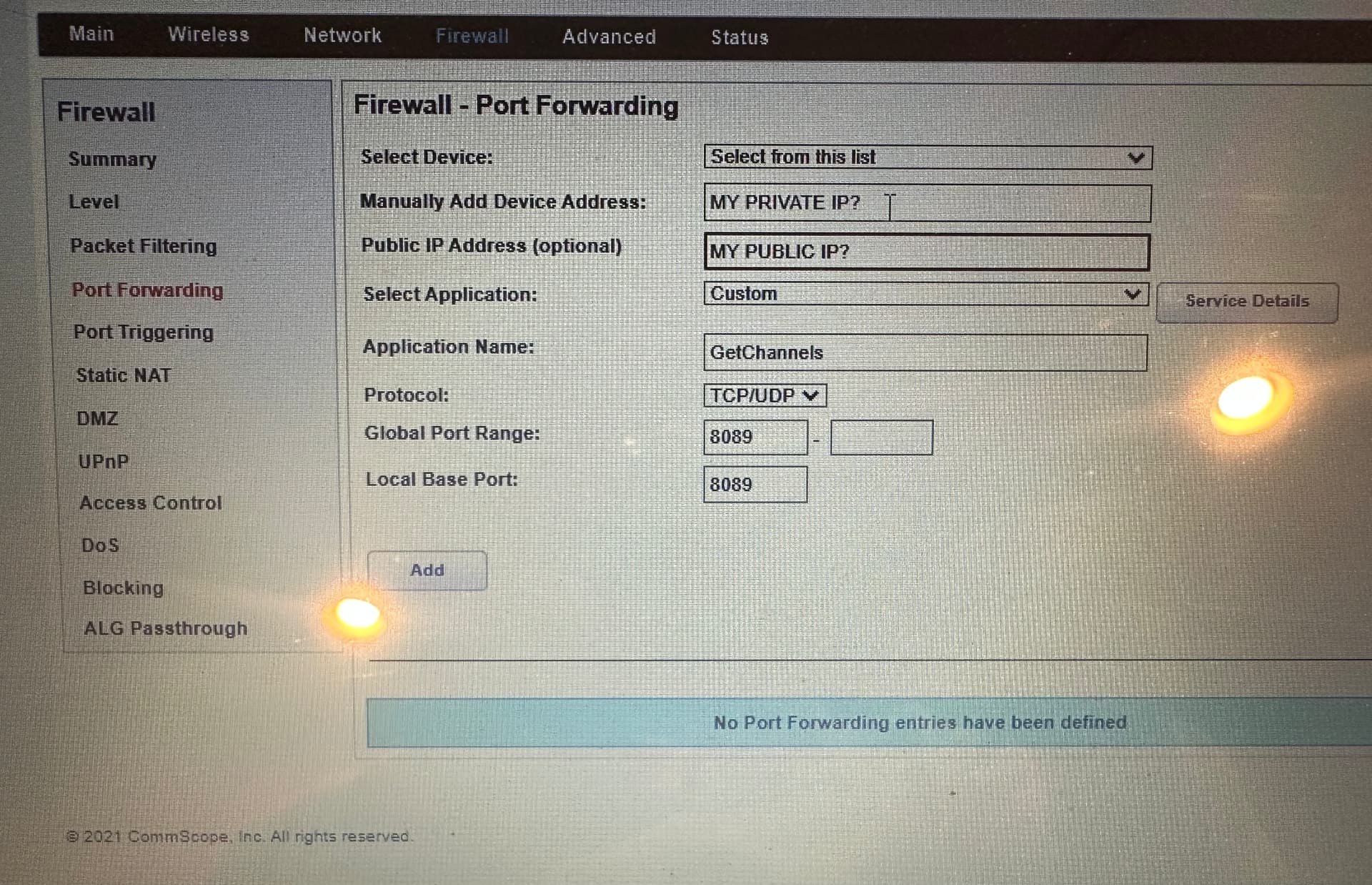 Help with FIOS Away port forwarding Troubleshooting Channels Community