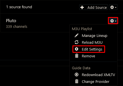 Gear dropdown next to your source, Edit Settings